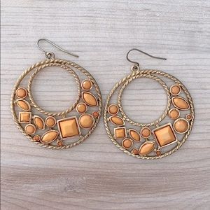 ❤️ Gold and Orange Beaded Hoop Earrings